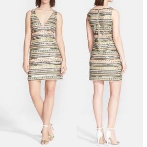 Alice + Olivia Venetia Beaded Mini Dress, Multicolor Cream, 6